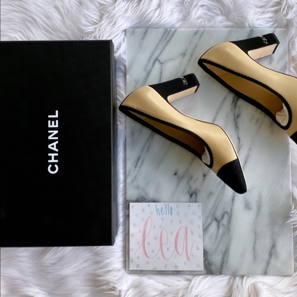 Chanel Beige & Black Two-Tone Pumps/Heels, Euro 39 - Picture 3 of 6